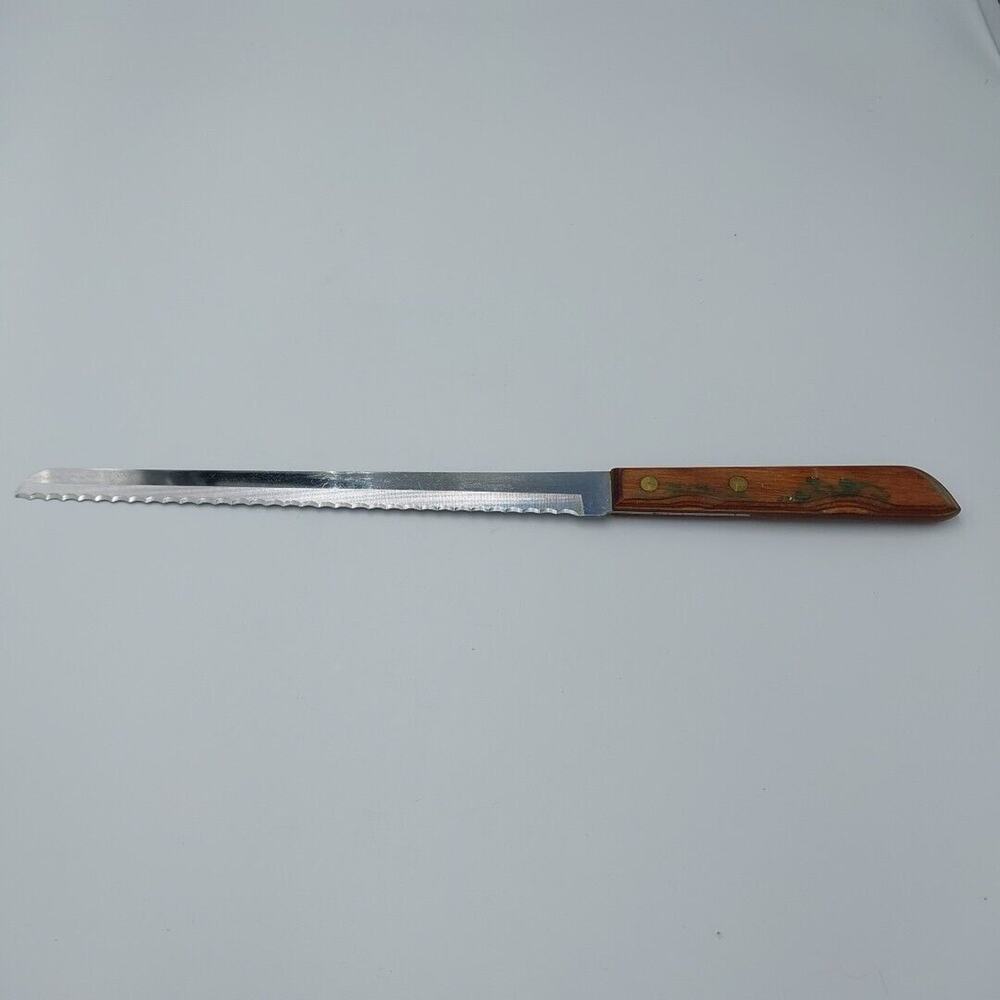Town & Country Slicer 8.5”‎ Stainless Serrated Blade Wood Handle Knife USA